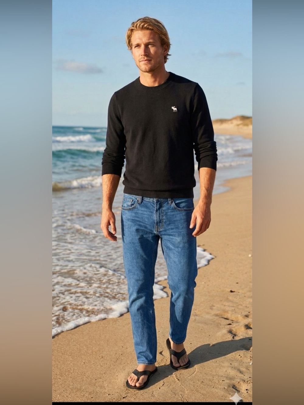 Abercrombie & Fitch Men’s Navy Blue Crewneck Preppy Casual Sweater Size Medium